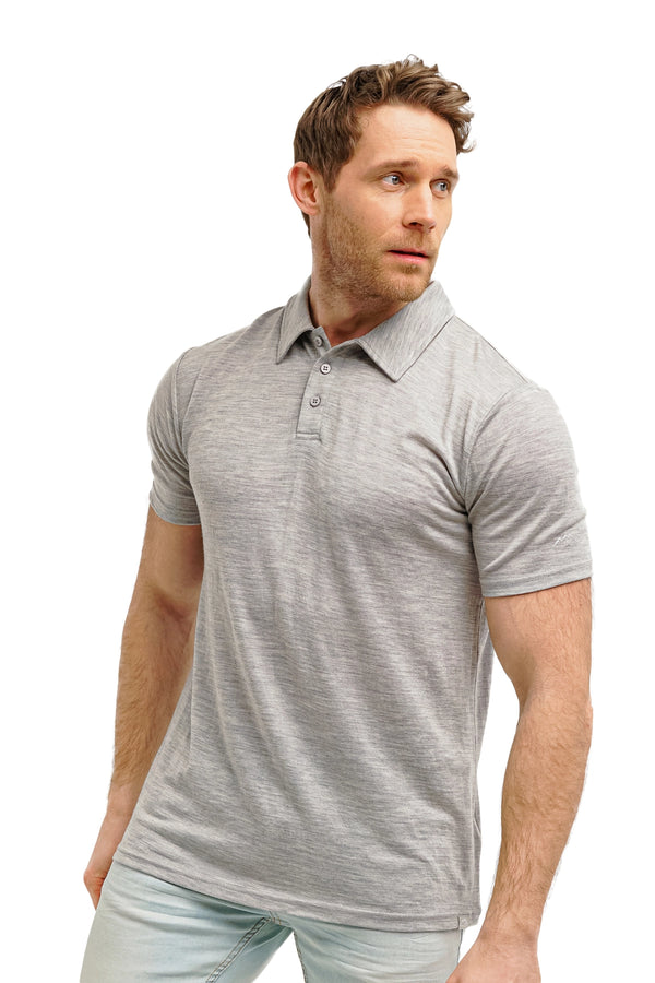 Men's Merino Polo 180 Heathered Grey