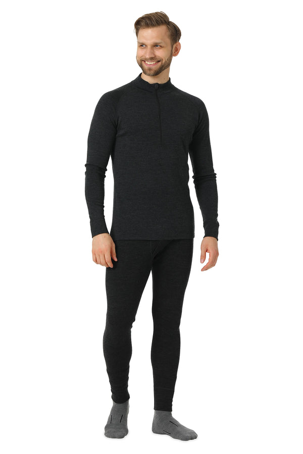 Men's Merino Thermal Set Zip 250 Charcoal Grey