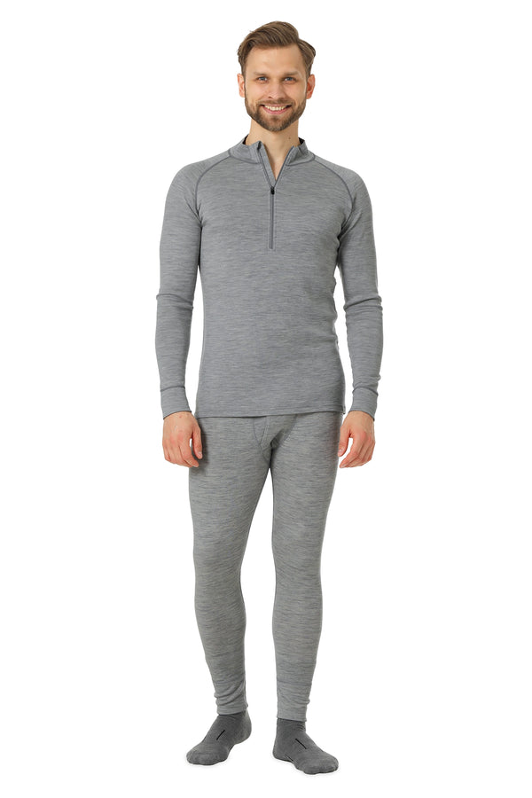 Men's Merino Thermal Set Zip 250 Heather Grey