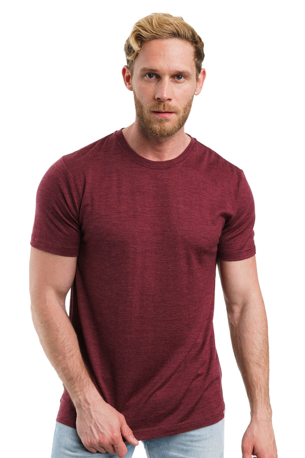 Men's Merino T-shirt 180 Burgundy Wine with socks