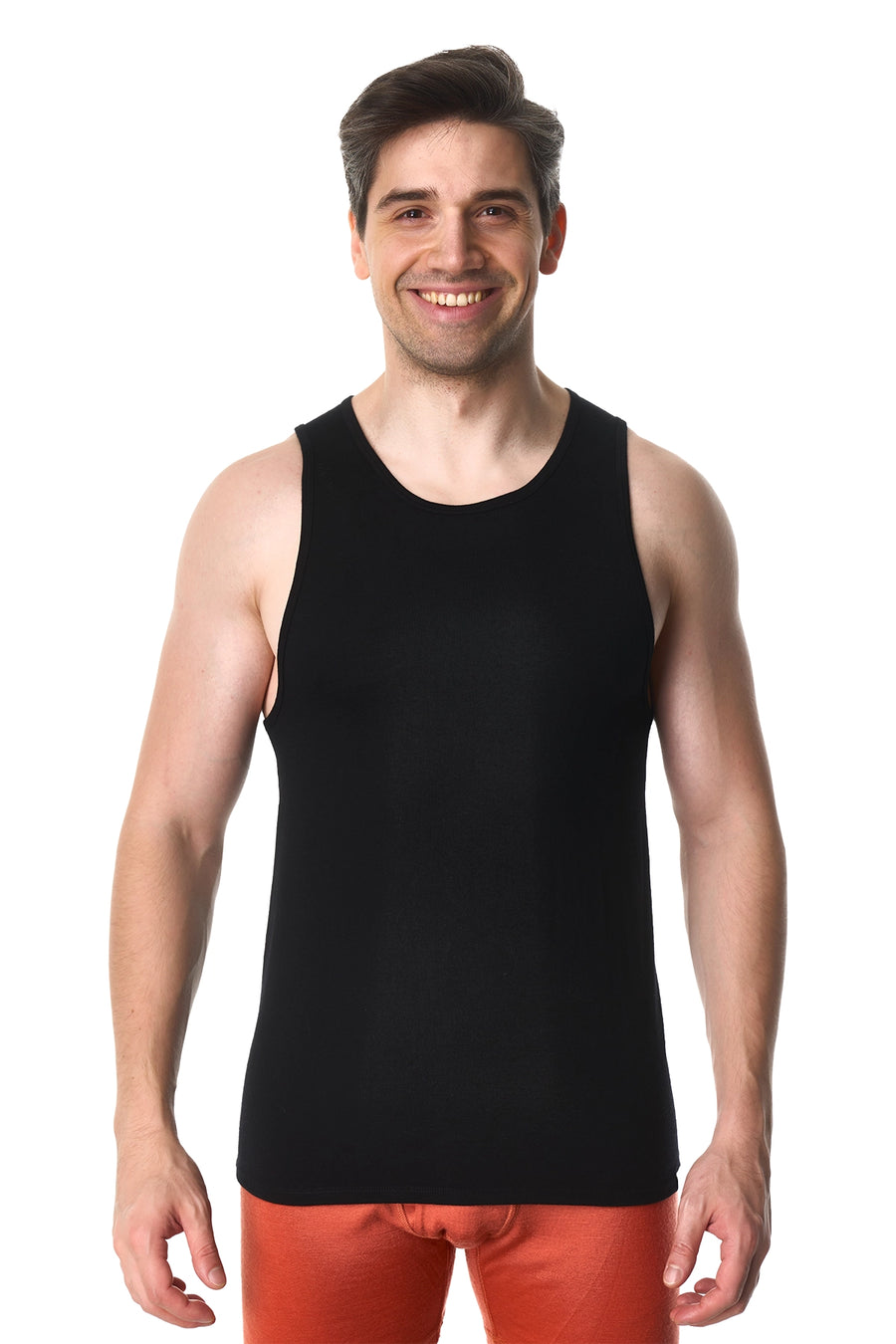 Men's Merino Wool Tank Top A-Shirt Black