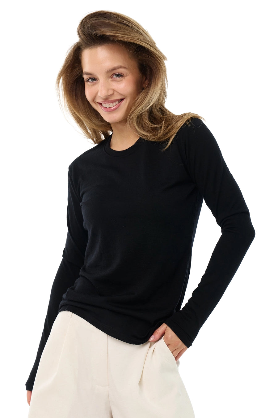 Women's Merino Long Sleeve 190 Black — view 3