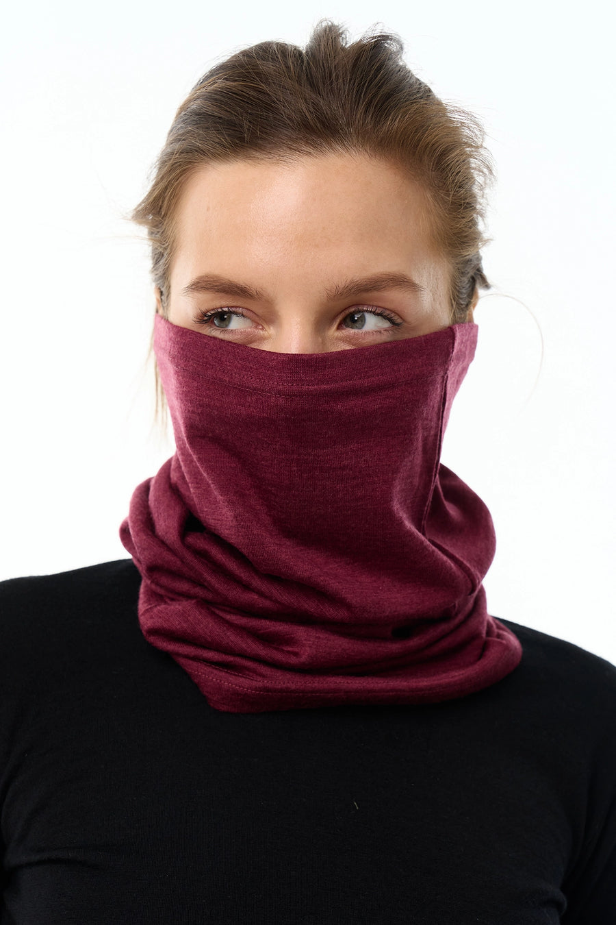 Merino Neck Gaiter 165 Burgundy Wine — view 4