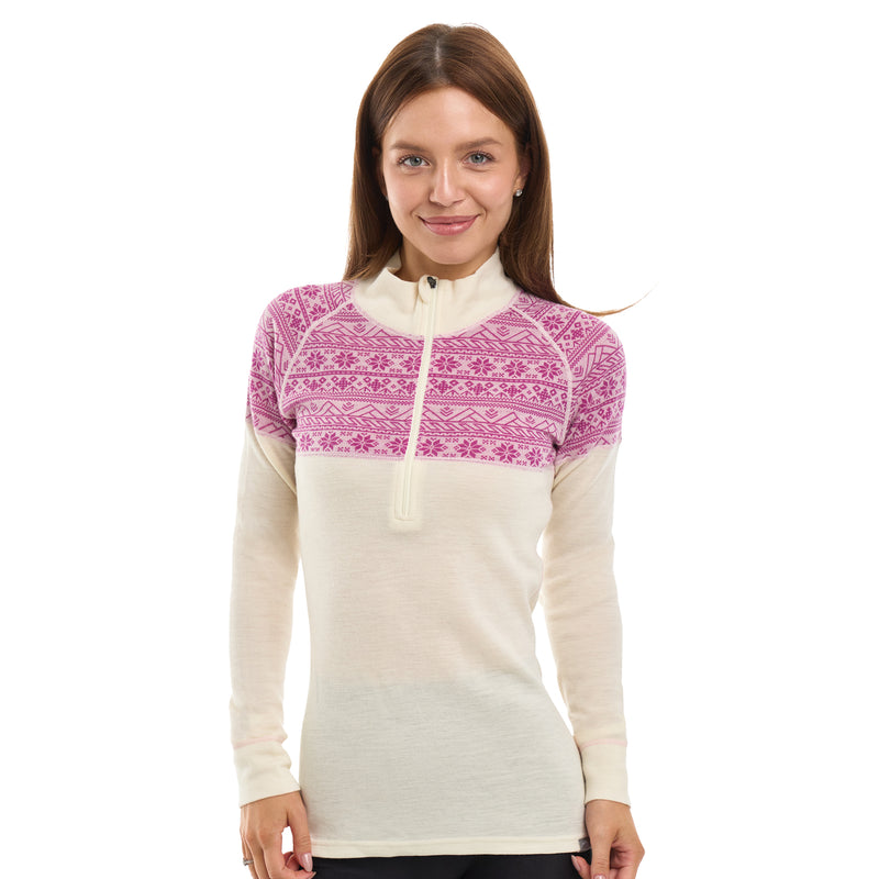 Snowflake – Orchid on Cream, front