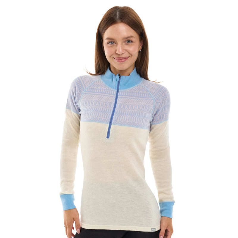 Geometric – Sky Blue on Cream, front