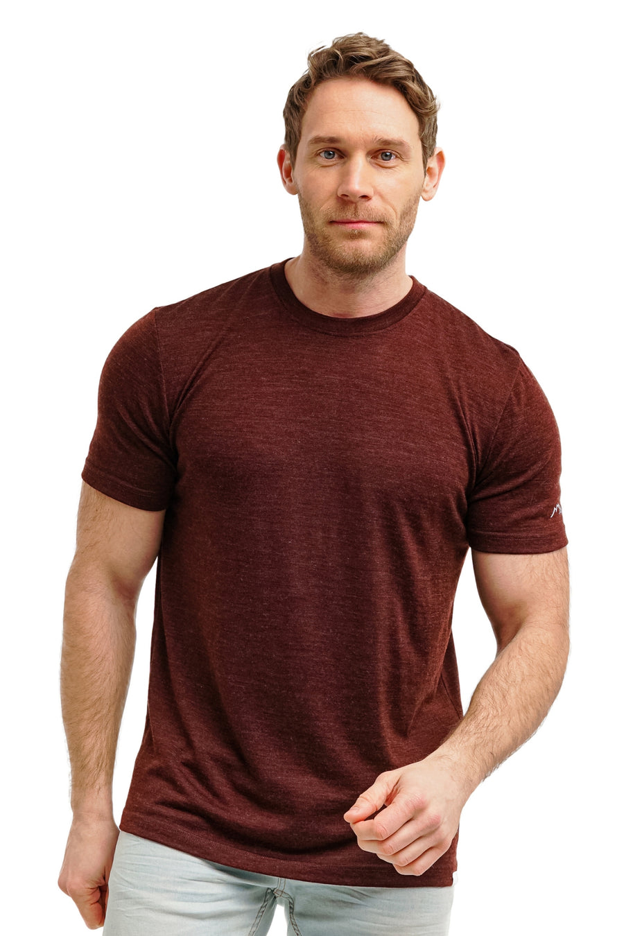Men's Merino T-shirt 180 Bordo Wine Melange