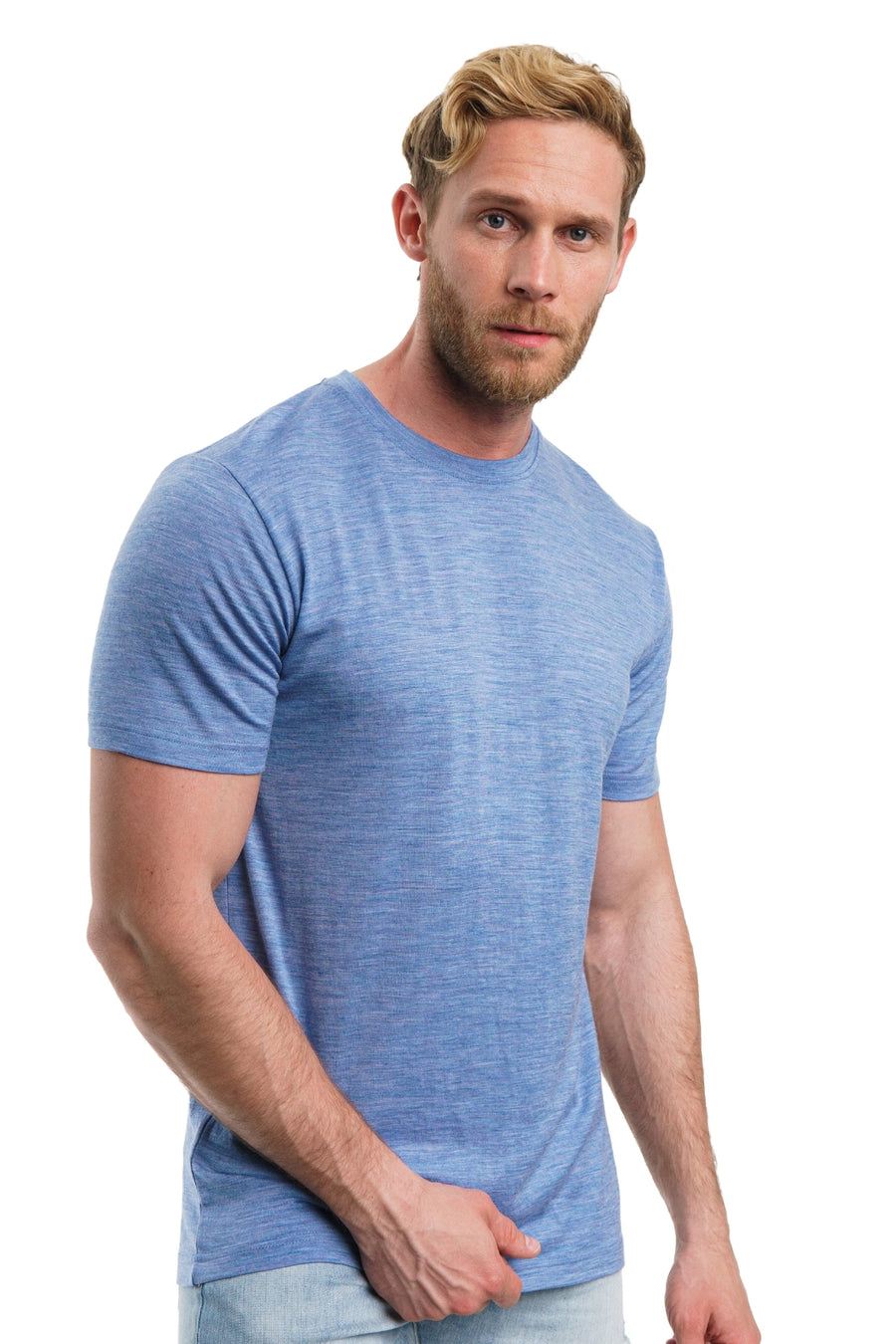 Men's Merino T-shirt 180 Deep Blue Melange with socks