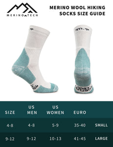 Merino Wool Hiking Socks - (Pack of 2) Melange Green