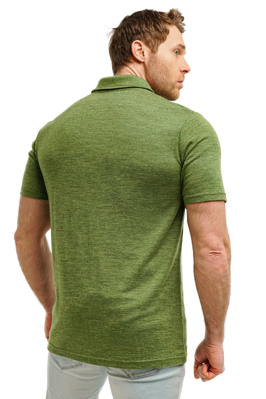Men's Merino Polo 180 Olive Green — view 2