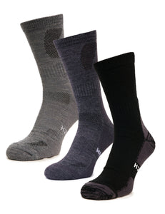 Merino Wool Hiking Socks - Multicolor: Light Grey, Charcoal, Black