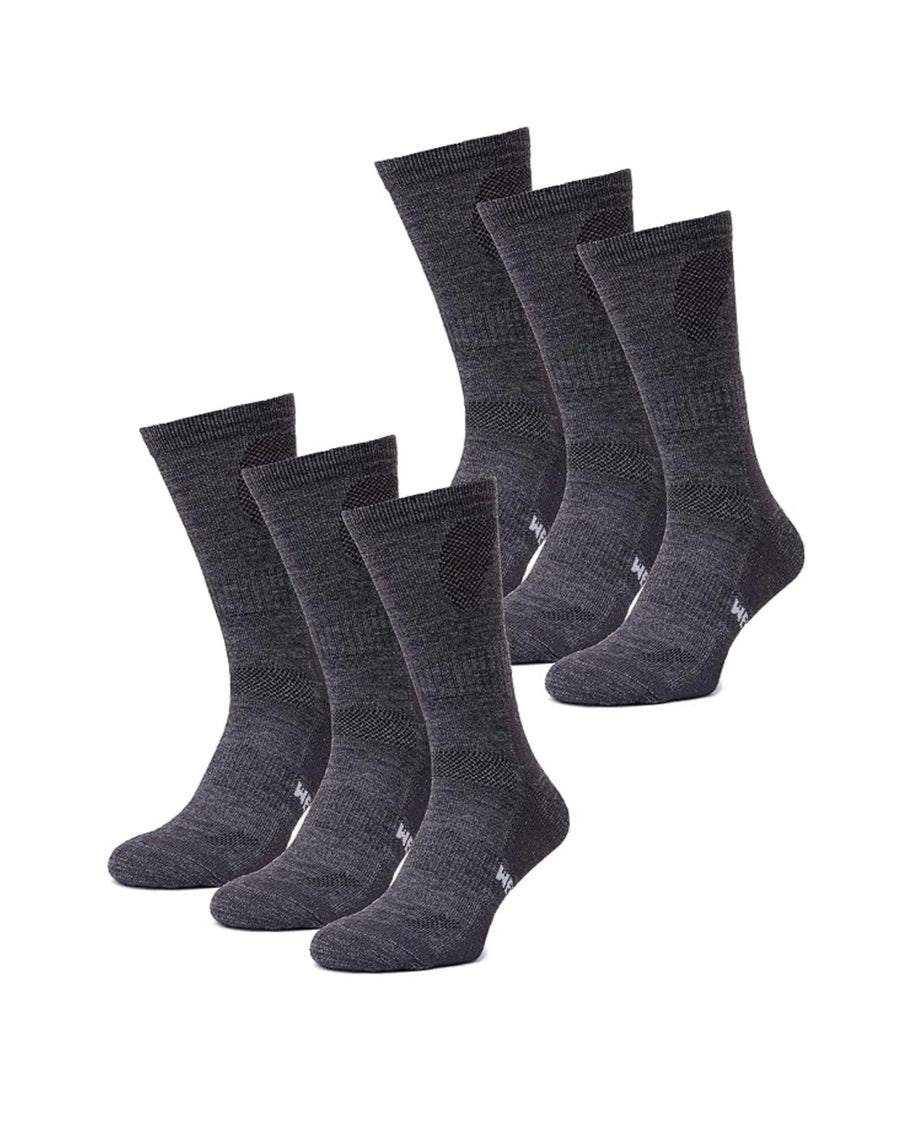 Merino Wool Hiking Socks, 6 pack, Charcoal Grey