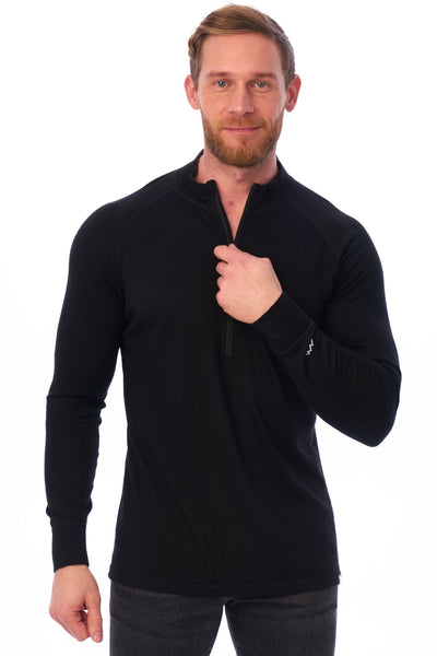 Men's Merino Half Zip Long Sleeve 165 Black | 100% Wool – Merino Tech
