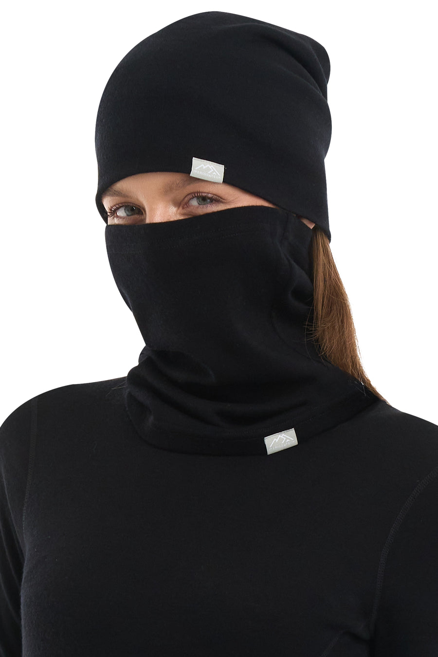 Women's Black Merino Wool Set 250 + Beanie & Gaiter