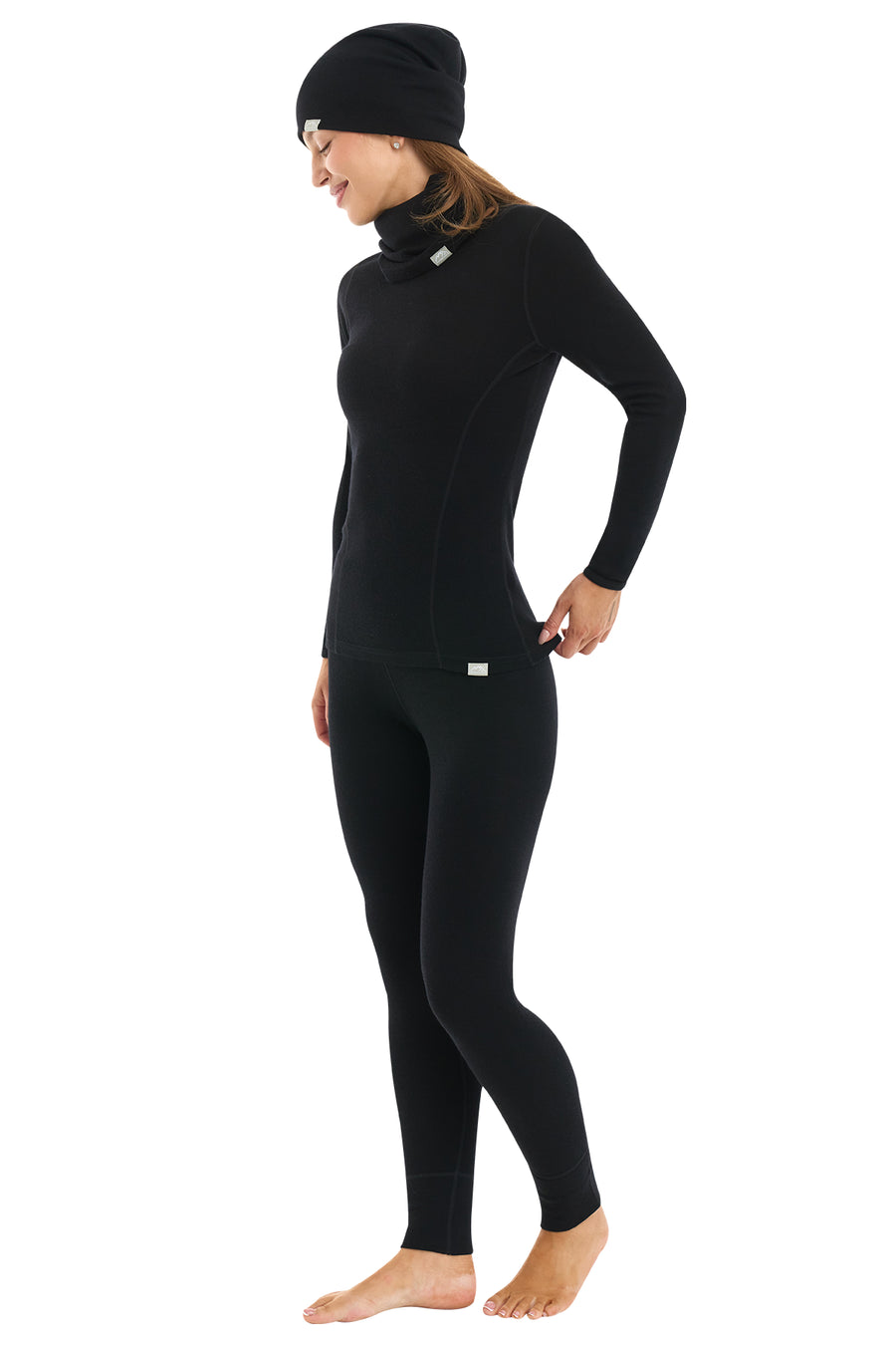 Women's Black Merino Wool Set 250 + Beanie & Gaiter