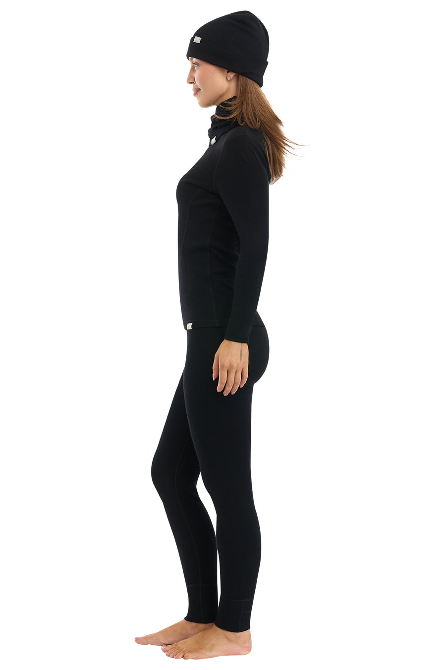 Women's Black Merino Wool Set 250 + Beanie & Gaiter