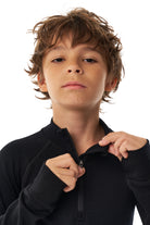 Kids' Merino Half Zip Long Sleeve 250 Black — view 8