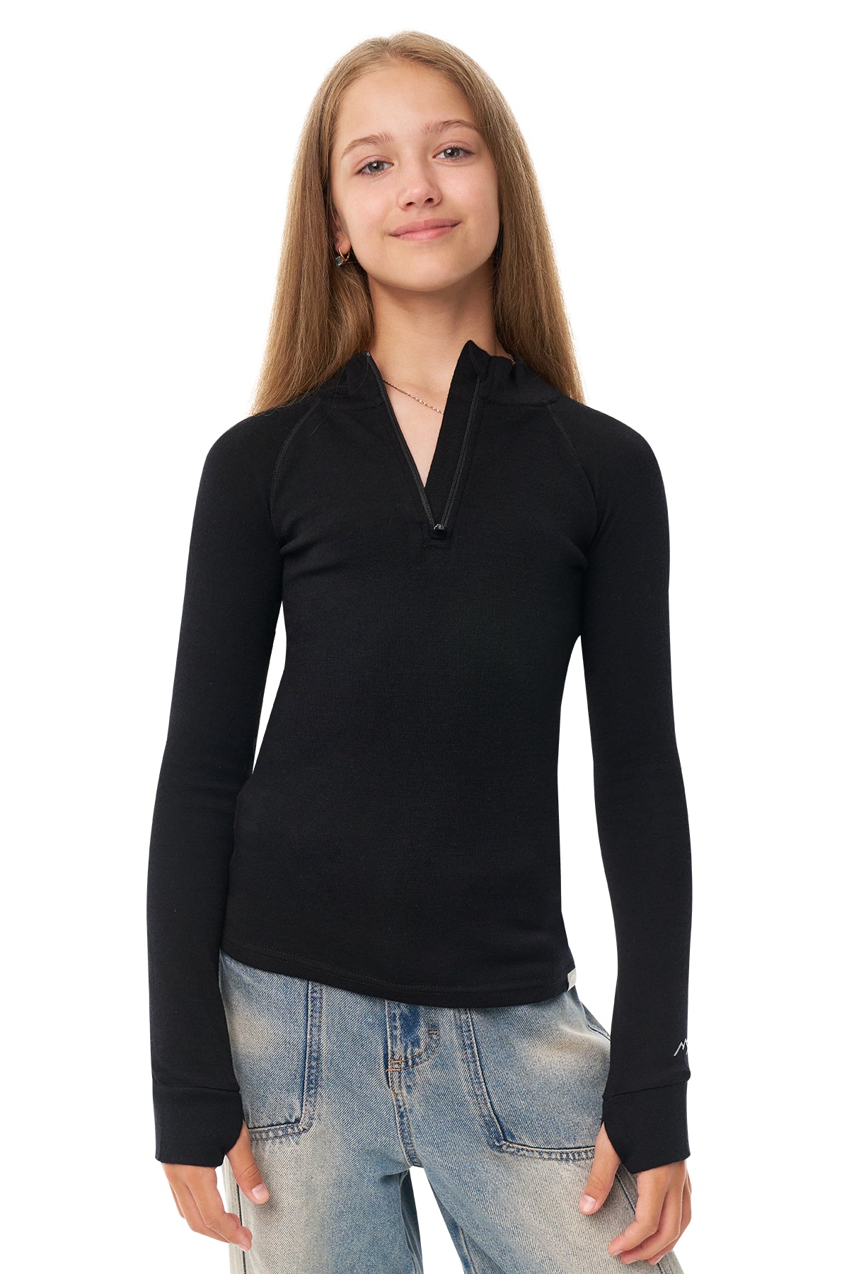 Kids' Merino Half Zip Long Sleeve 250 Black
