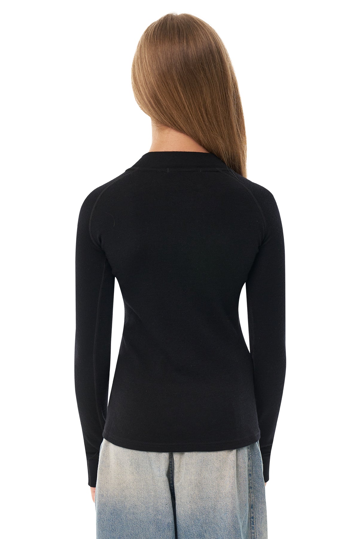 Kids' Merino Half Zip Long Sleeve 250 Black — view 2