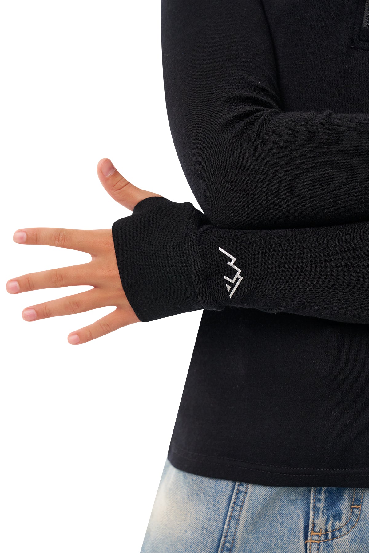 Kids' Merino Half Zip Long Sleeve 250 Black — view 4