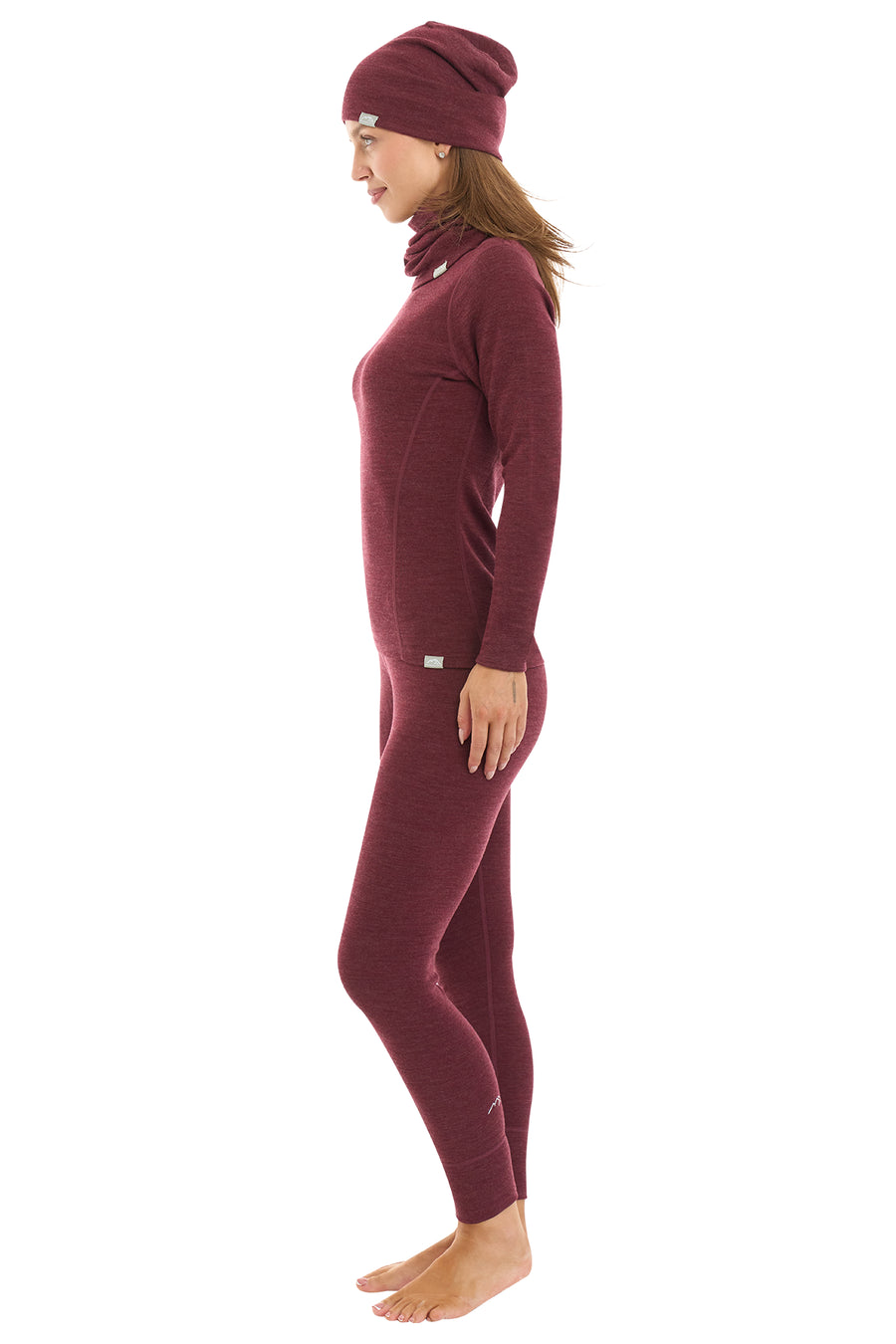 Women's Burgundy Merino Wool Set 250 + Beanie & Gaiter