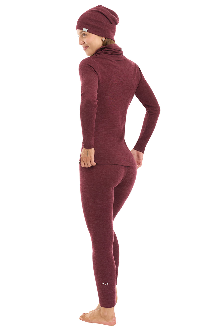 Women's Burgundy Merino Wool Set 250 + Beanie & Gaiter
