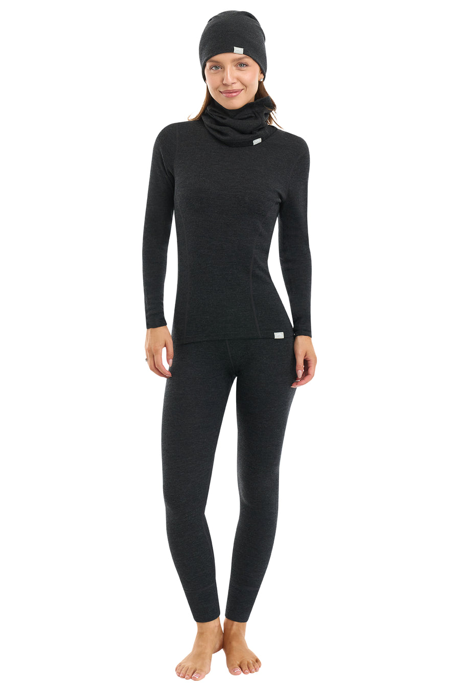 Women's Charcoal Grey Merino Wool Set 250 + Beanie & Gaiter