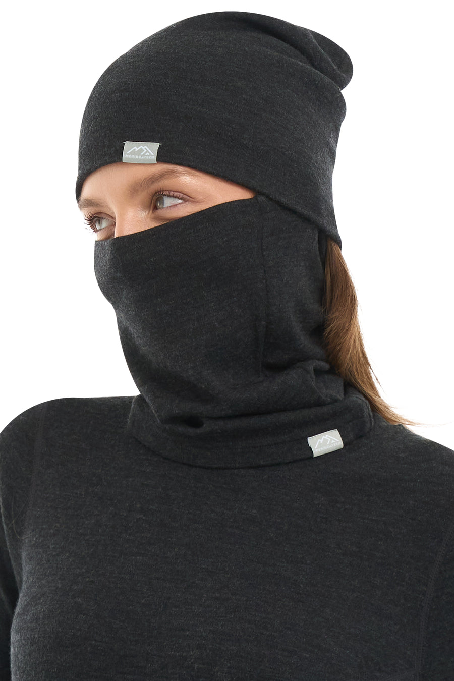 Women's Charcoal Grey Merino Wool Set 250 + Beanie & Gaiter