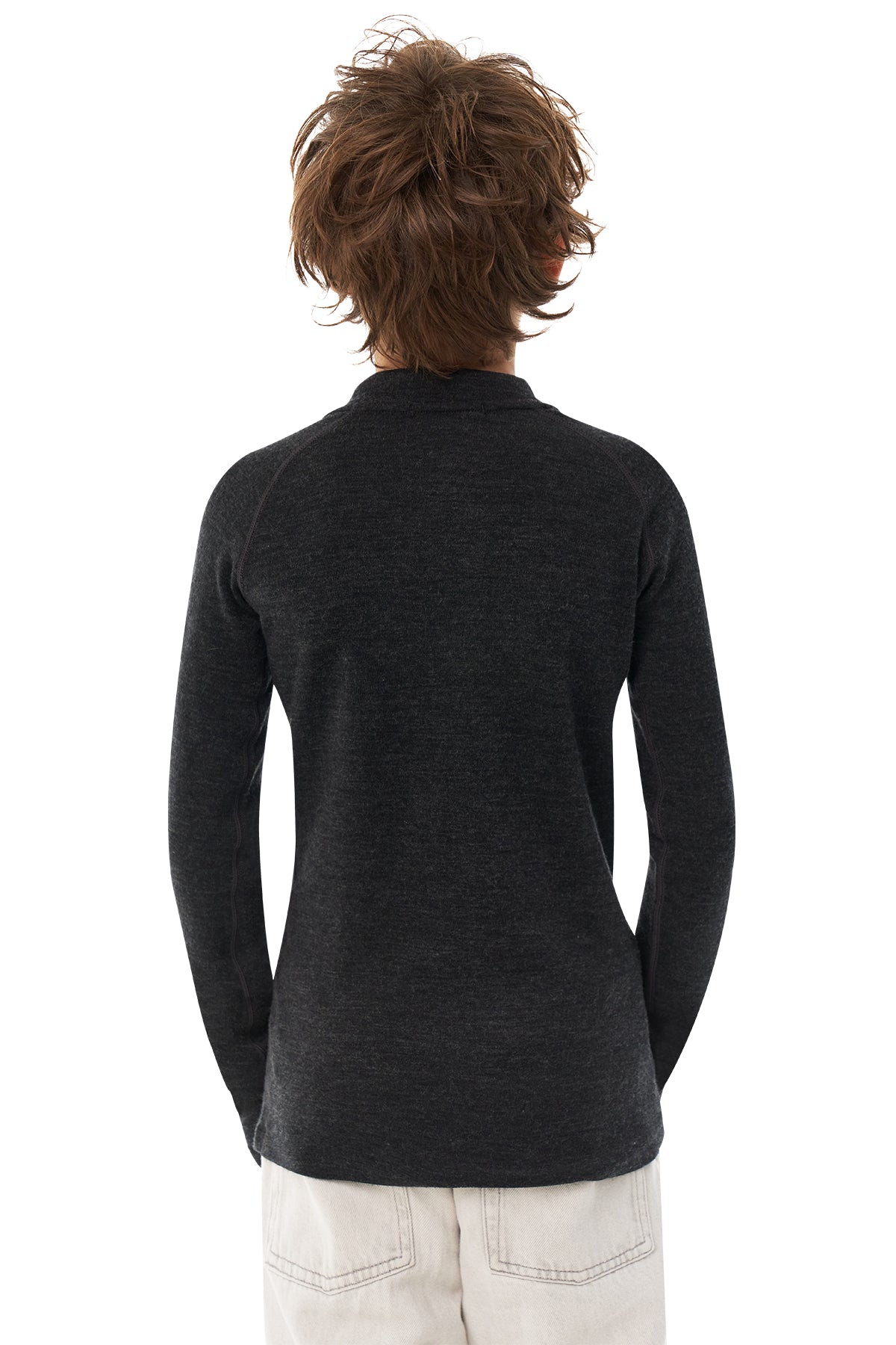 Kids' Merino Half Zip Long Sleeve 250 Charcoal Grey — view 6