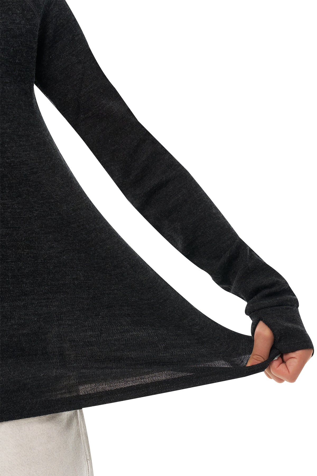 Kids' Merino Half Zip Long Sleeve 250 Charcoal Grey — view 9