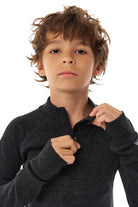 Kids' Merino Half Zip Long Sleeve 250 Charcoal Grey — view 8