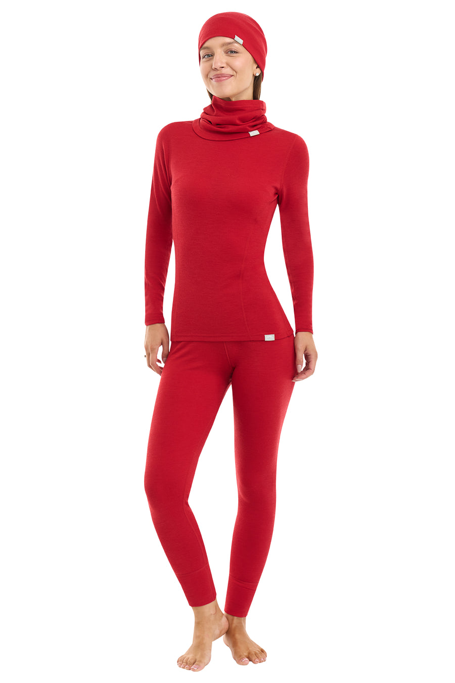Women's Cherry Red Merino Wool Set 250 + Beanie & Gaiter