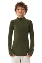 Kids' Merino Half Zip Long Sleeve 250 Dark Olive — view 5