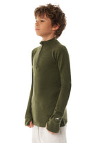 Kids' Merino Half Zip Long Sleeve 250 Dark Olive — view 7