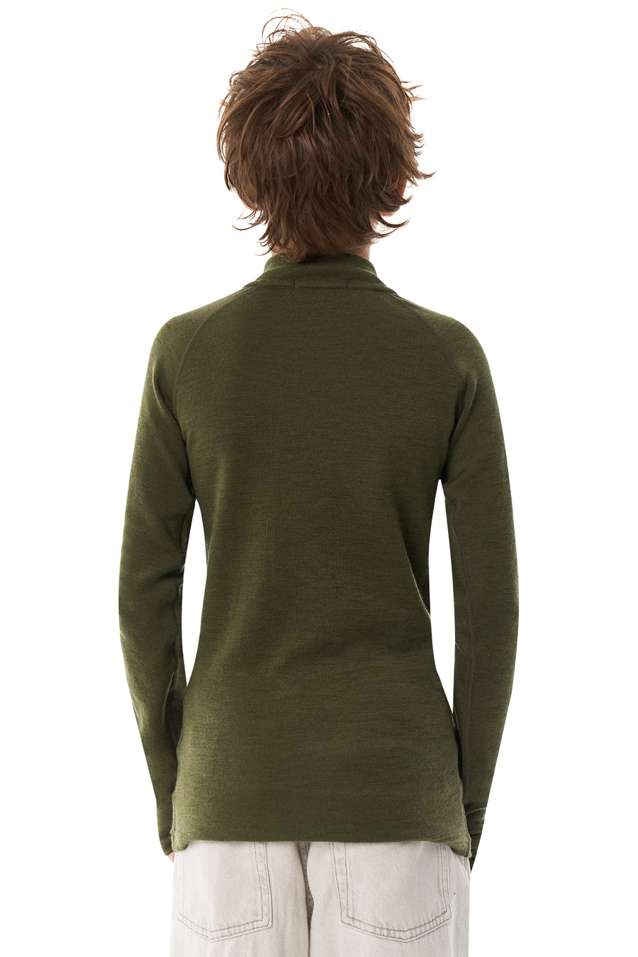 Kids' Merino Half Zip Long Sleeve 250 Dark Olive — view 6