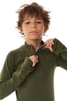 Kids' Merino Half Zip Long Sleeve 250 Dark Olive — view 8