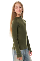 Kids' Merino Half Zip Long Sleeve 250 Dark Olive — view 3