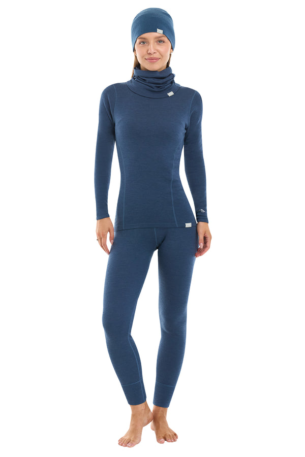 Women's Denim Merino Wool Set 250 + Beanie & Gaiter
