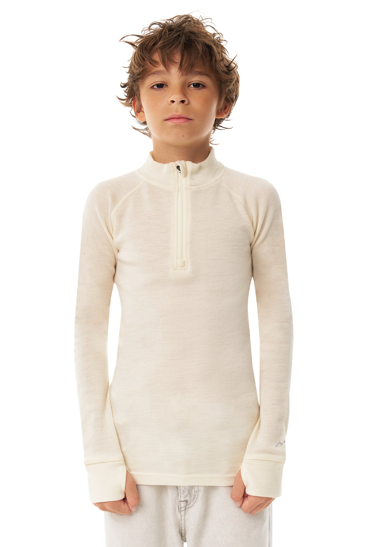 Kids' Merino Half Zip Long Sleeve 250 Natural White — view 5