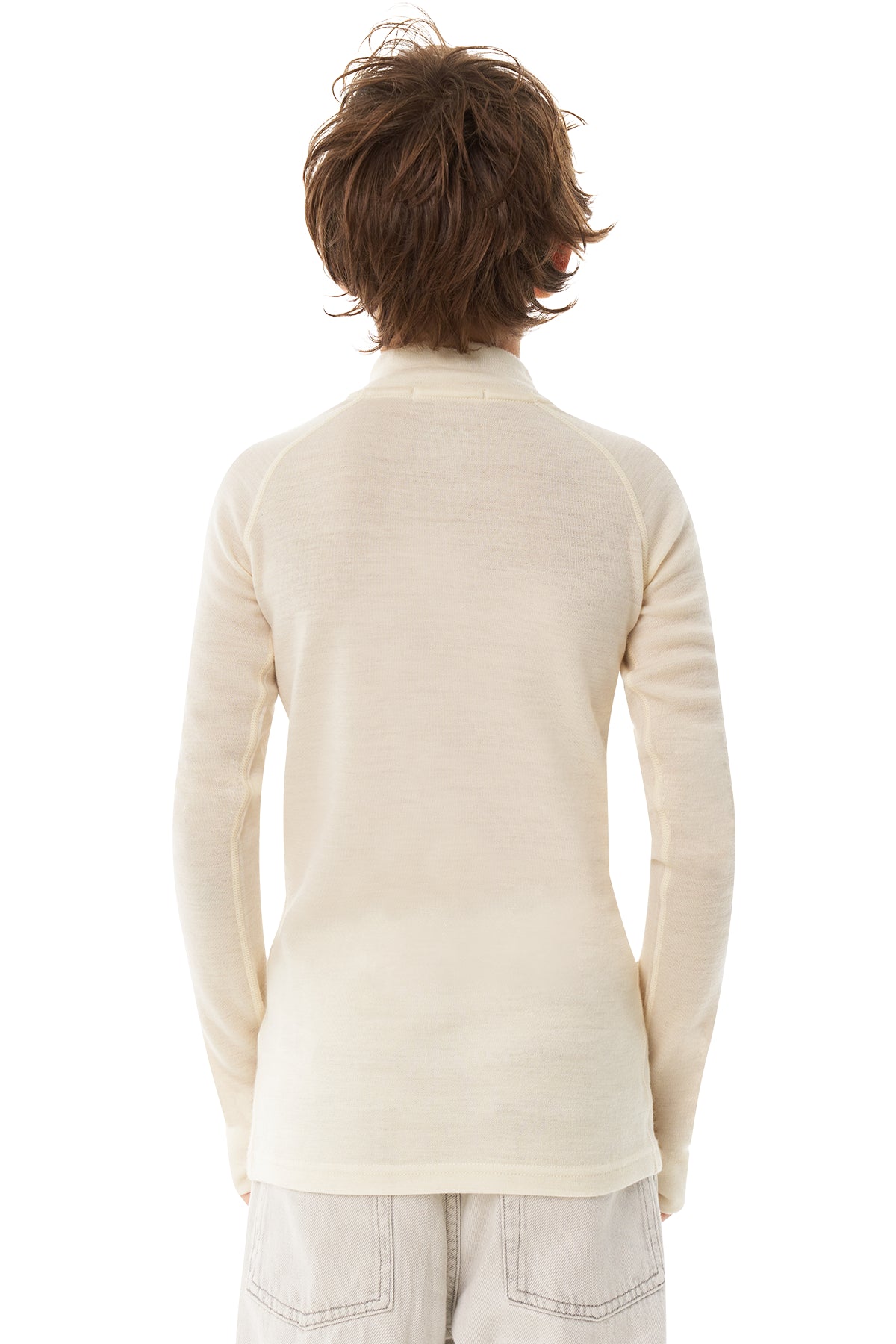 Kids' Merino Half Zip Long Sleeve 250 Natural White — view 6