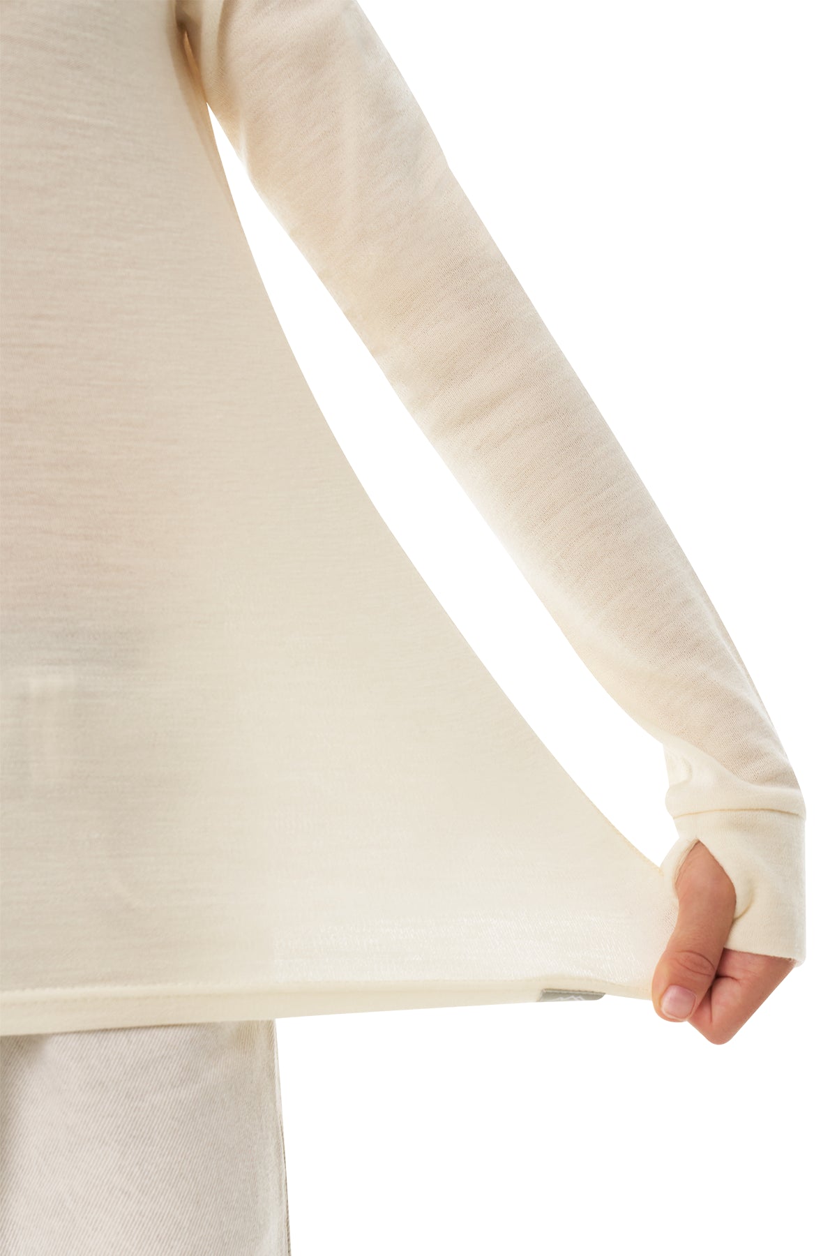 Kids' Merino Half Zip Long Sleeve 250 Natural White — view 9
