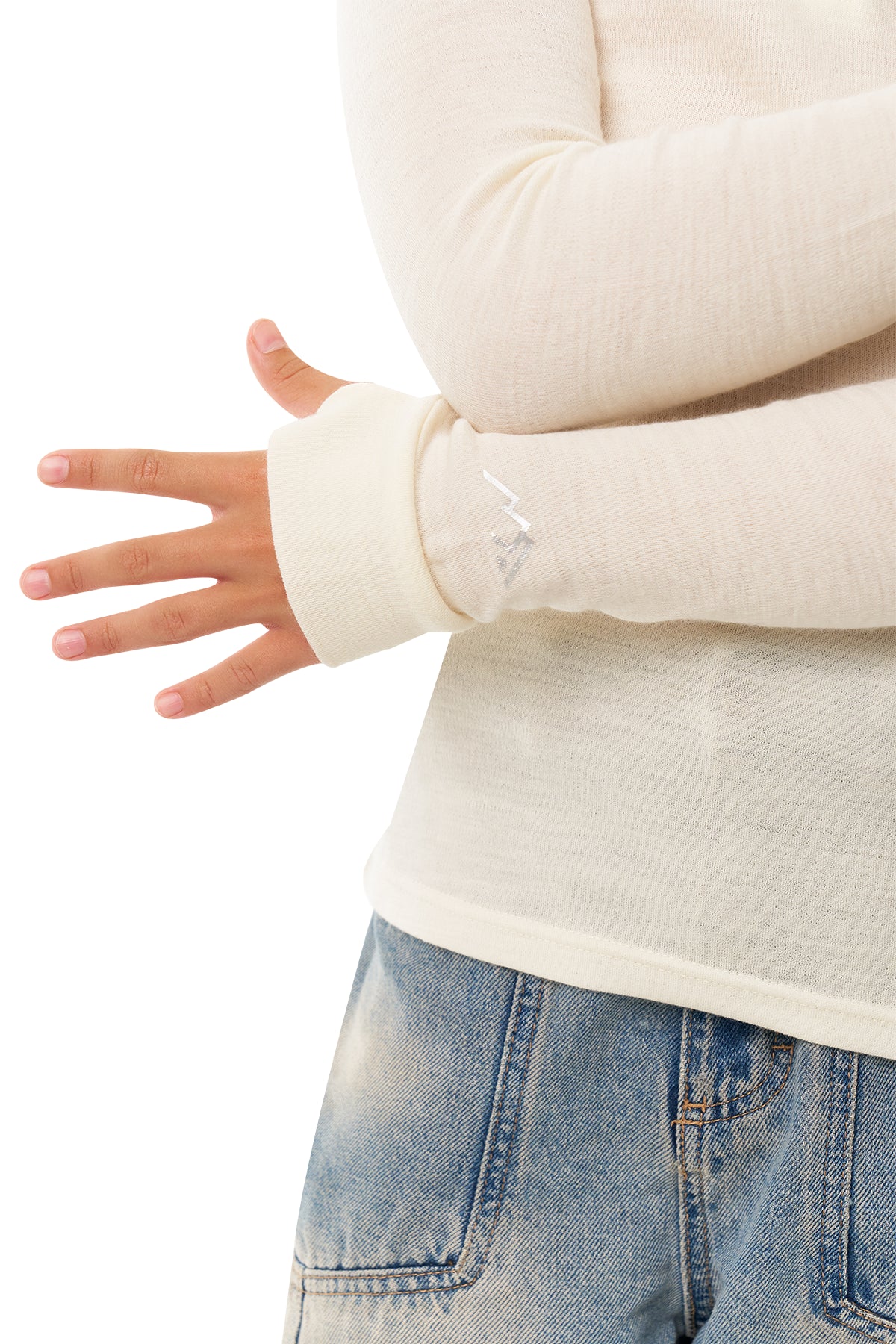 Kids' Merino Half Zip Long Sleeve 250 Natural White — view 4