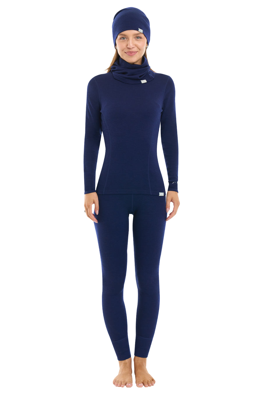Women's Navy Blue Merino Wool Set 250 + Beanie & Gaiter