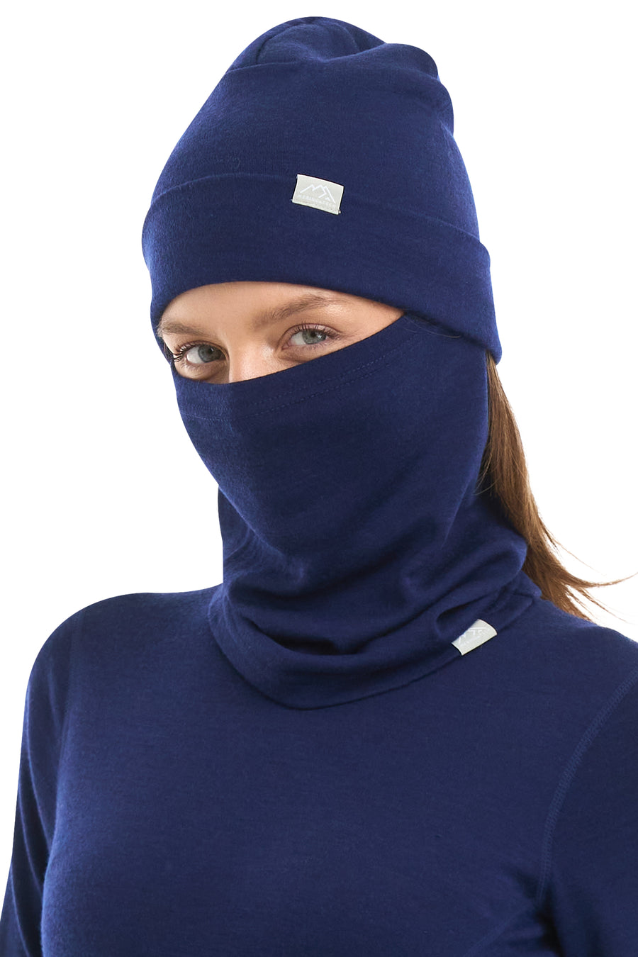 Women's Navy Blue Merino Wool Set 250 + Beanie & Gaiter