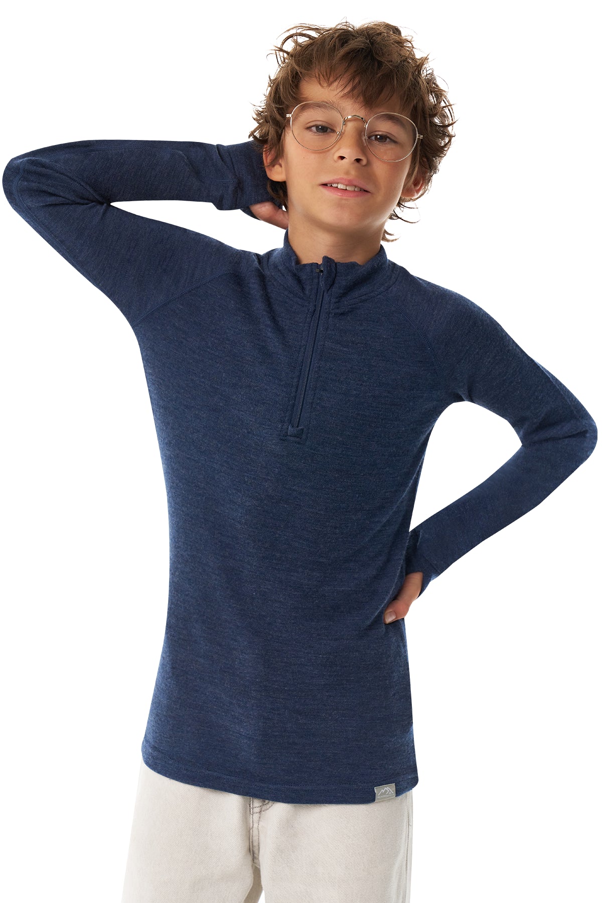 Kids' Merino Half Zip Long Sleeve 250 Navy — view 5