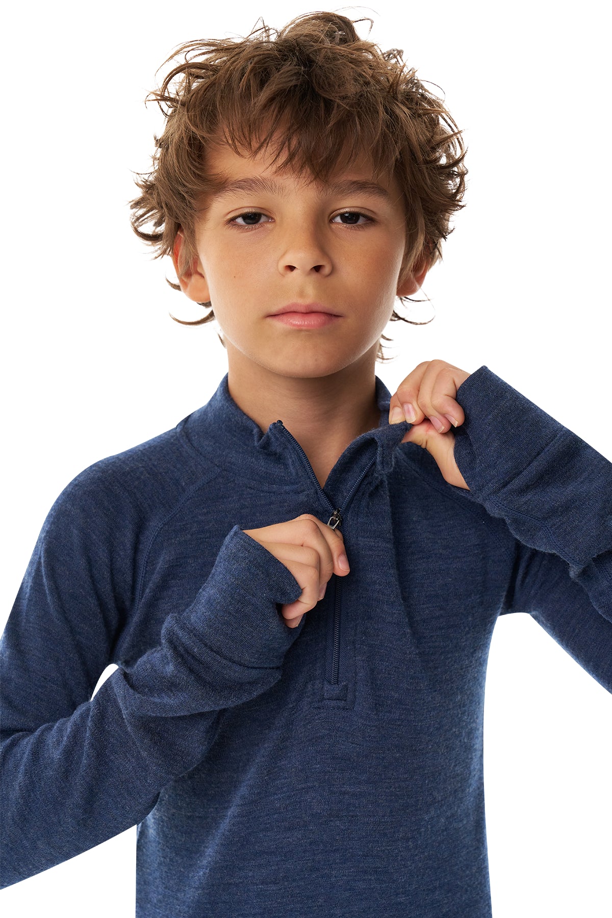 Kids' Merino Half Zip Long Sleeve 250 Navy — view 8