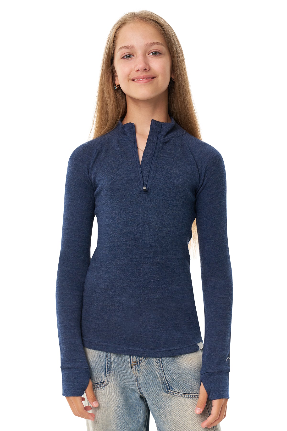 Kids' Merino Half Zip Long Sleeve 250 Navy