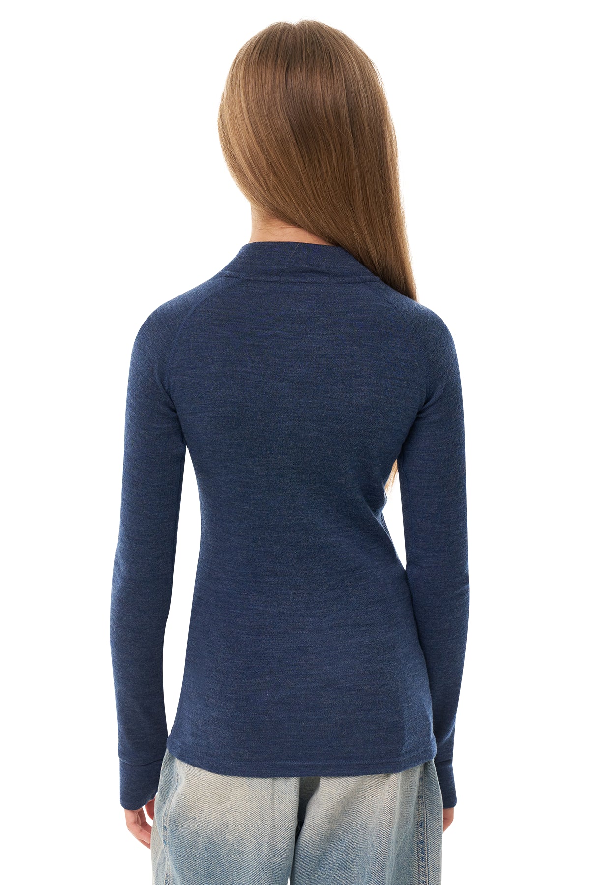 Kids' Merino Half Zip Long Sleeve 250 Navy — view 2