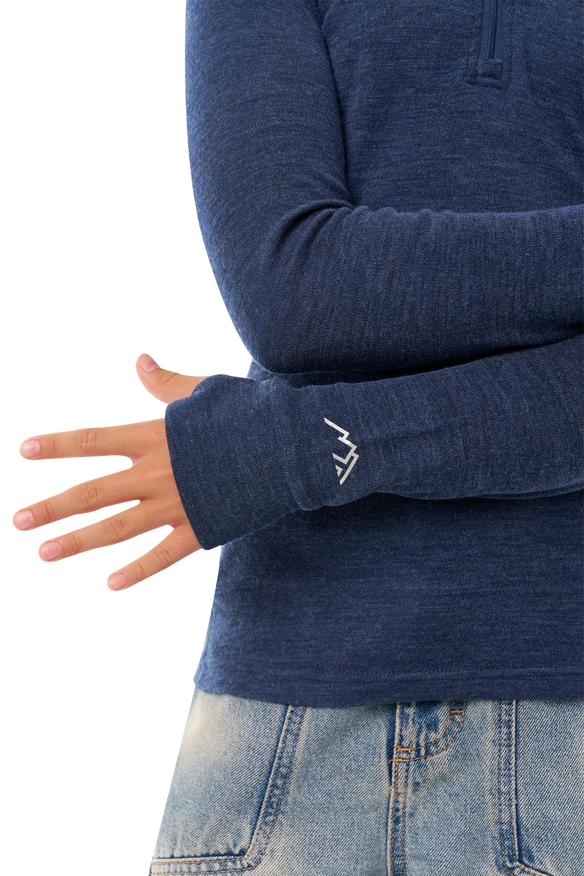 Kids' Merino Half Zip Long Sleeve 250 Navy — view 4
