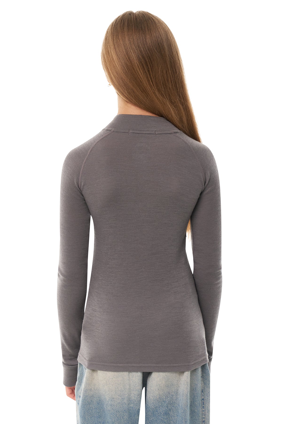 Kids' Merino Half Zip Long Sleeve 250 Perfect Grey — view 2