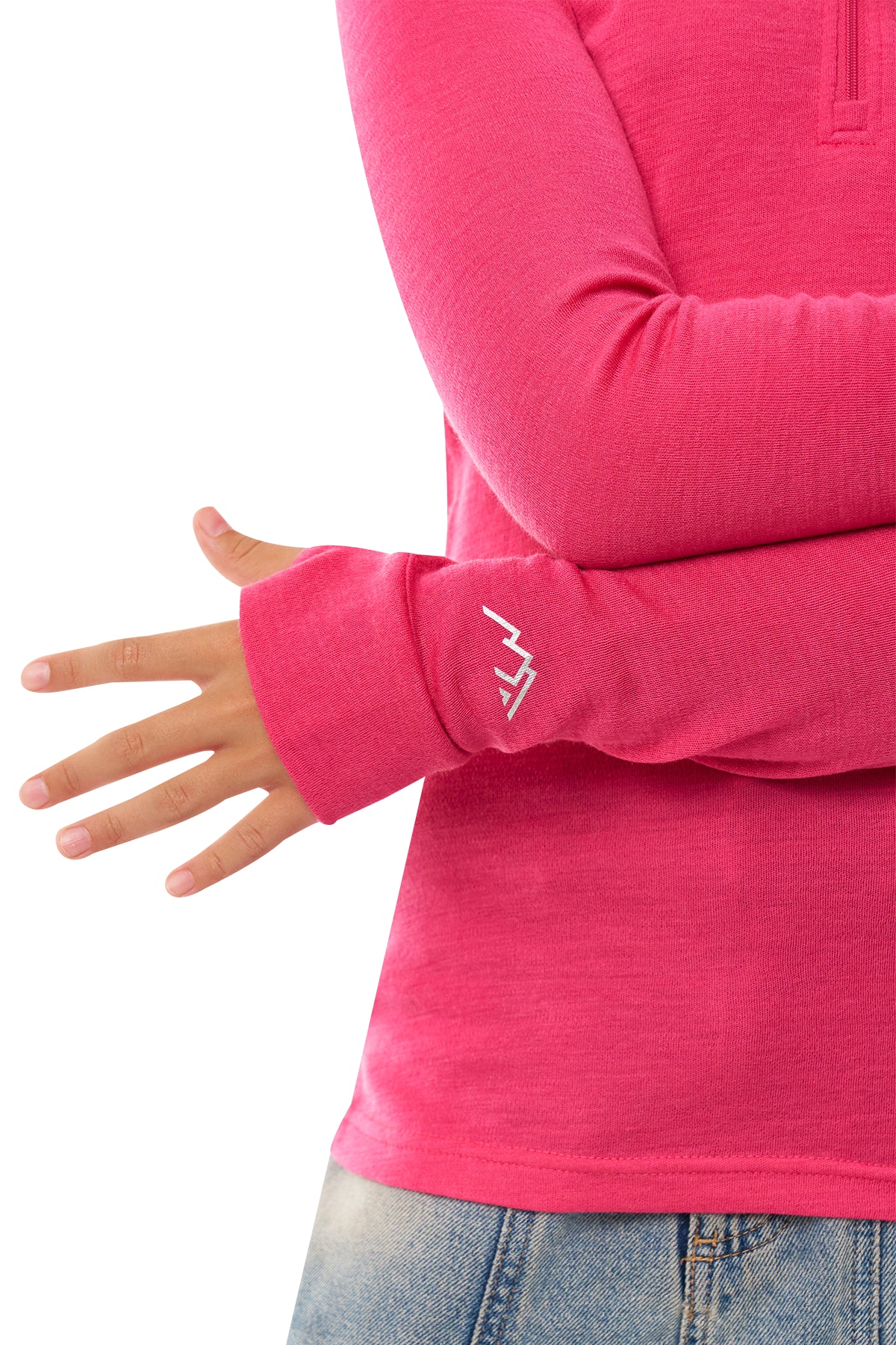 Kids' Merino Half Zip Long Sleeve 250 Pink — view 5